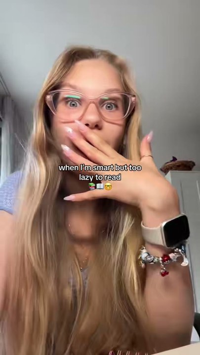 apluslisa covering her mouth, caption: when I'm smart but too lazy to read