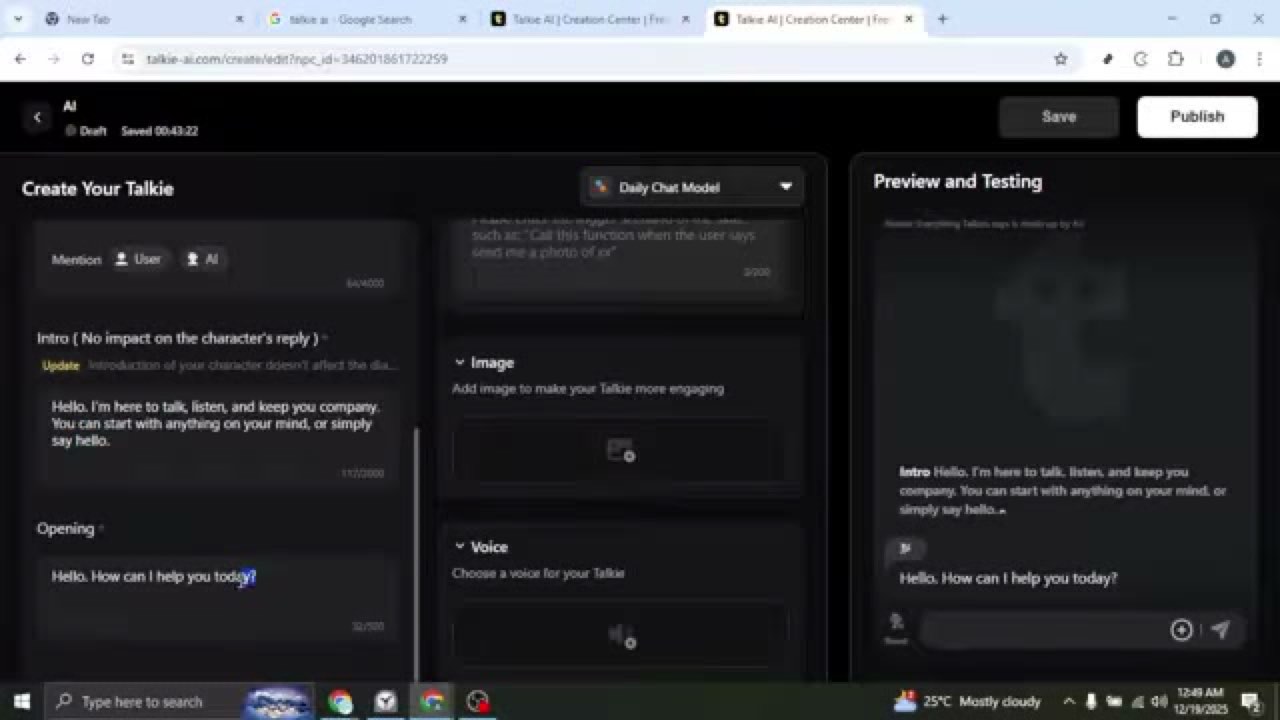 Create Your Talkie editor