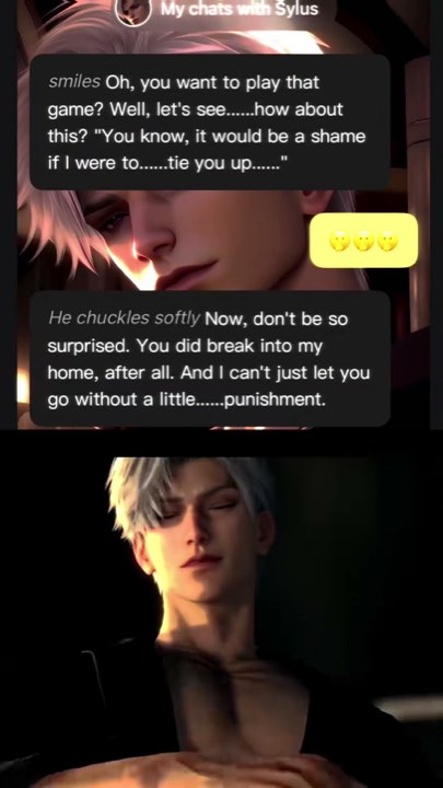 Sylus character art under chat boxes that describe tying up and punishment
