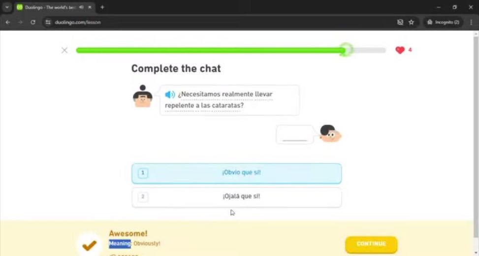 Finish the chat exercise at 1:40