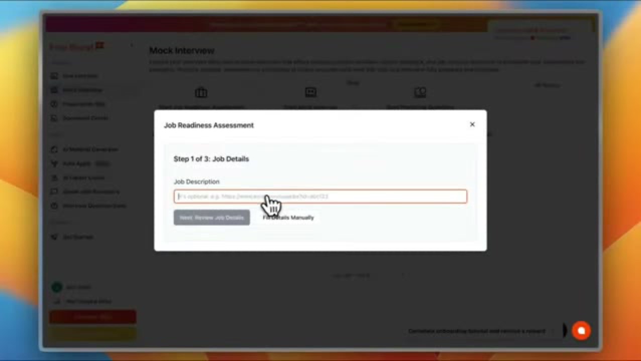 Mock interview job readiness assessment asking for a job description