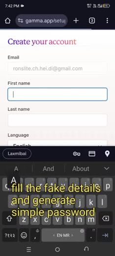 Fill the profile with the creator's suggested placeholders at 1:54
