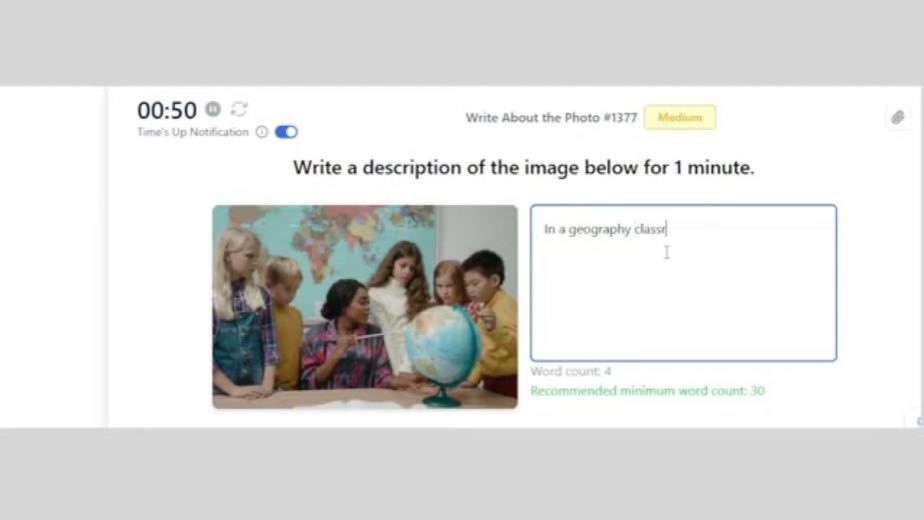 Put the geography photo against a timer at 0:16