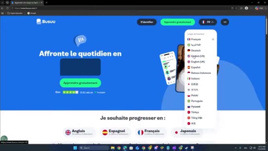 Make Busuu the human-feedback option at 0:51