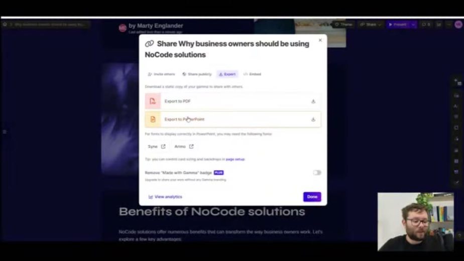 Inspect the generated no-code benefits at 3:45