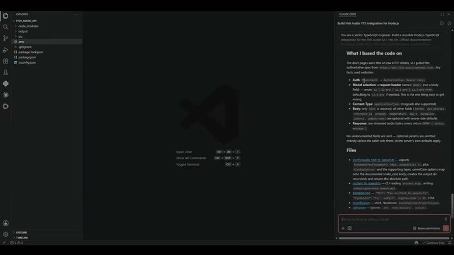 Ask Claude for a reusable TypeScript client at 2:38