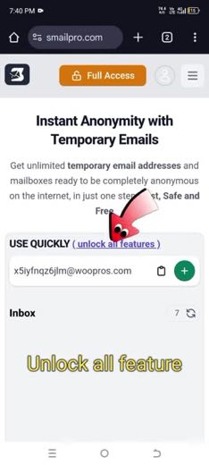 Make temporary email the proposed shortcut at 0:49