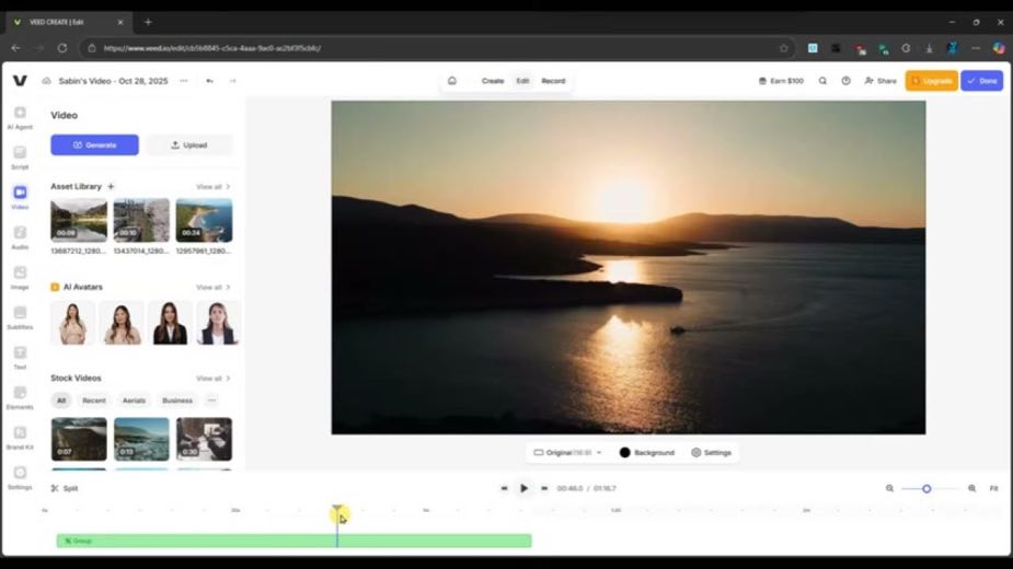 Export to the destination at 1:06