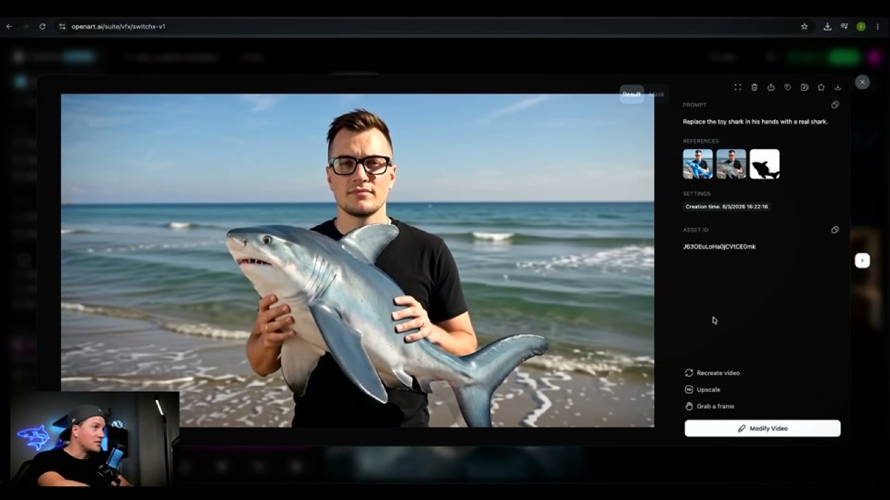 Shark Numbers holding a shark that used to be a toy
