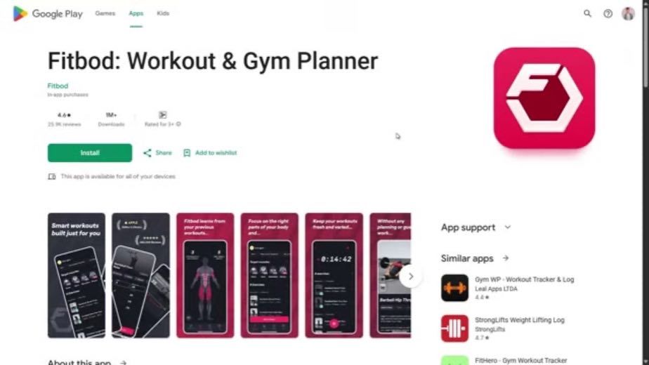 Introduce the two planners through Fitbod's listing at 0:00